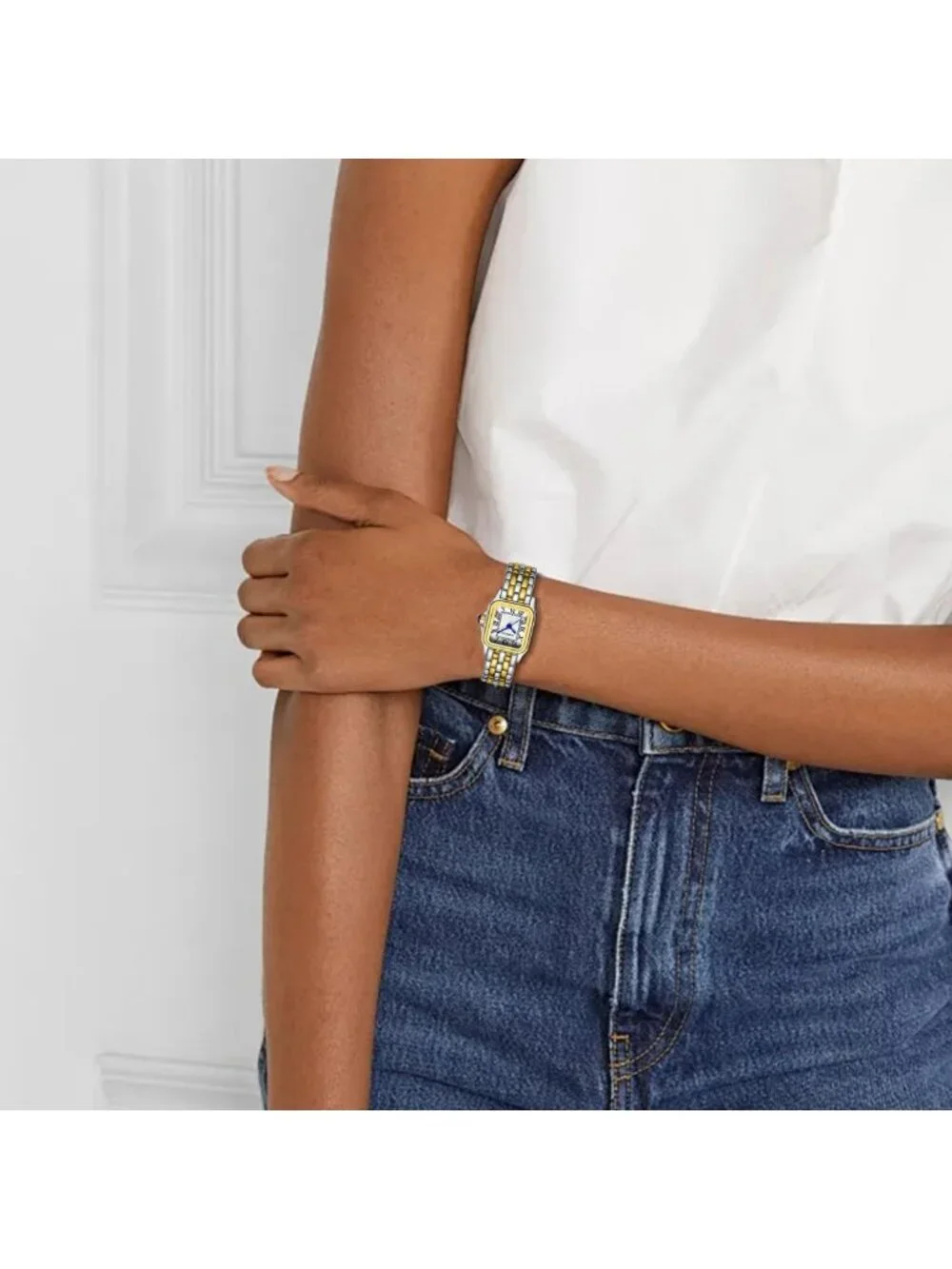 Chic Cheetah Print Gold Watch for Women, Vintage Bracelet, Rectangular Roman